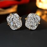 Huitan Women Stud Earrings Gold Color Inlaid Big White CZ Simple Style Party Daily Accessories Fashion Versatile Wedding Jewelry - Image 2