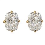 Huitan Women Stud Earrings Gold Color Inlaid Big White CZ Simple Style Party Daily Accessories Fashion Versatile Wedding Jewelry