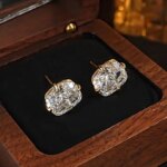 Huitan Women Stud Earrings Gold Color Inlaid Big White CZ Simple Style Party Daily Accessories Fashion Versatile Wedding Jewelry - Image 4