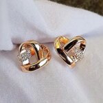 Huitan Eternity Love Earrings Ear Stud Piercing Silver Color/Gold Color Fashion Heart Earrings for Women Chic Wedding Jewelry - Image 3