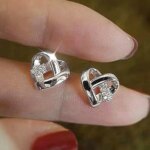 Huitan Eternity Love Earrings Ear Stud Piercing Silver Color/Gold Color Fashion Heart Earrings for Women Chic Wedding Jewelry - Image 2