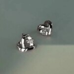 Huitan Eternity Love Earrings Ear Stud Piercing Silver Color/Gold Color Fashion Heart Earrings for Women Chic Wedding Jewelry - Image 4