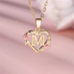 Female A-Z Letter Flower Pendant Necklace Yellow Gold Color Wedding Jewelry Gift For Women - Image 5