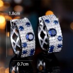 Cute Female White Blue Zircon Stone Round Hoop Earrings Fashion Gold Color Wedding Jewelry For Women - Image 4