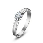 Huitan Single Round Cubic Zircon Rings for Women Engagement Wedding Band Accessories Simple Elegant Female Rings Fashion Jewelry - Image 4