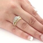 Huitan  New Trendy Set Rings Women Luxury Paved Dazzling Crystal Cubic Zirconia Fashion Wedding Engagement Bridal Jewelry - Image 3