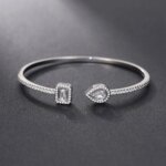 Huitan Luxury Green/White/Blue Cubic Zirconia Cuff Bracelet Bangle for Women Good Quality Female Hand Jewelry 2022 Drop Shipping - Image 4