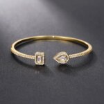 Huitan Luxury Green/White/Blue Cubic Zirconia Cuff Bracelet Bangle for Women Good Quality Female Hand Jewelry 2022 Drop Shipping - Image 6