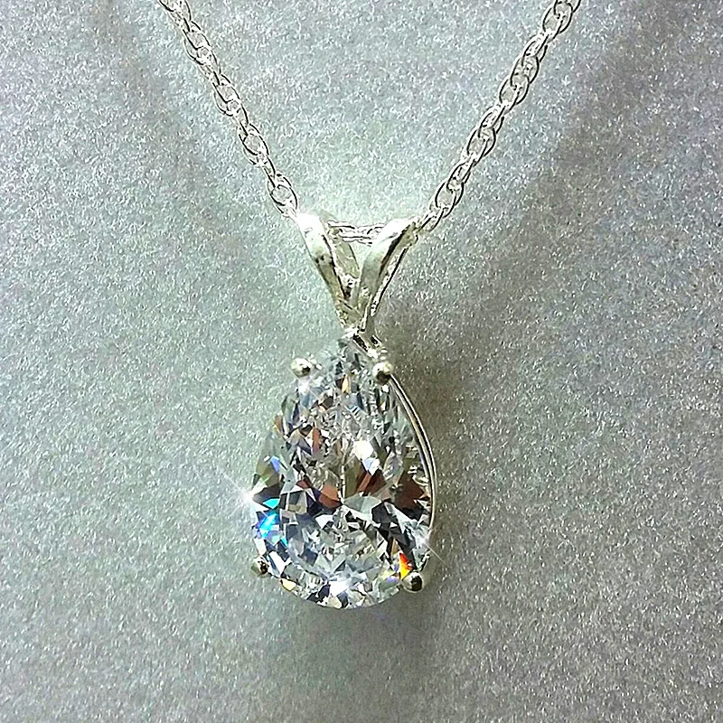 41166-qspuog.jpg Huitan Water Drop Cubic Zirconia Crystal Women's Necklace Simple and Elegant Female Accessories Gift Wedding Jewelry 2021 Trendy - Image 1