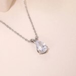 Huitan Water Drop Cubic Zirconia Crystal Women's Necklace Simple and Elegant Female Accessories Gift Wedding Jewelry 2021 Trendy - Image 6
