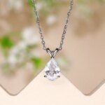 Huitan Water Drop Cubic Zirconia Crystal Women's Necklace Simple and Elegant Female Accessories Gift Wedding Jewelry 2021 Trendy - Image 4