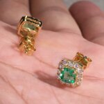 Huitan Eternity Green CZ Stud Earrings for Women Gold Color Luxury Bride Wedding Earrings Elegant Ear Accessories Party Jewelry - Image 5