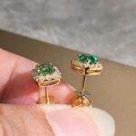 Huitan Eternity Green CZ Stud Earrings for Women Gold Color Luxury Bride Wedding Earrings Elegant Ear Accessories Party Jewelry - Image 3