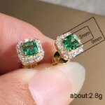 Huitan Eternity Green CZ Stud Earrings for Women Gold Color Luxury Bride Wedding Earrings Elegant Ear Accessories Party Jewelry - Image 6