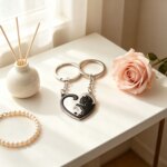 Interlocking Cat Heart Matching Couple Keychains Black Silver Split Puzzle Key Ring Romantic Distance Lover Gift Cute Animal Bag Key Pendant For Women Men