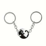 Interlocking Cat Heart Matching Couple Keychains Black Silver Split Puzzle Key Ring Romantic Distance Lover Gift Cute Animal Bag Key Pendant For Women Men - Image 4