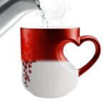 Heat Sensitive Color Changing Heart Handle Mug Strange Rare Mate Couple Valentine Day Wedding Coffee Mug Cup Festival Gifts