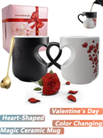 Heat Sensitive Color Changing Heart Handle Mug Strange Rare Mate Couple Valentine's Day Wedding Coffee Mug Cup Festival Gifts