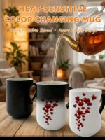 Heat Sensitive Color Changing Heart Handle Mug Strange Rare Mate Couple Valentine's Day Wedding Coffee Mug Cup Festival Gifts - Image 2