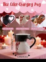 Heat Sensitive Color Changing Heart Handle Mug Strange Rare Mate Couple Valentine's Day Wedding Coffee Mug Cup Festival Gifts - Image 6