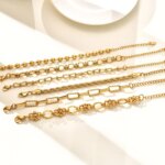 Gold Plated Stainless Steel Link Chain Bracelet for Women | Waterproof Jewelry - Image 4