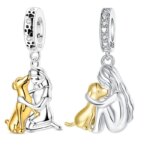 925 Sterling Silver Girl Holding Dog Charm Bead for Women Bracelet - Image 5
