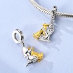 925 Sterling Silver Girl Holding Dog Charm Bead for Women Bracelet - Image 3